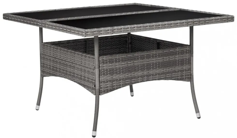 9 részes szürke polyrattan és üveg kerti étkezőgarnitúra