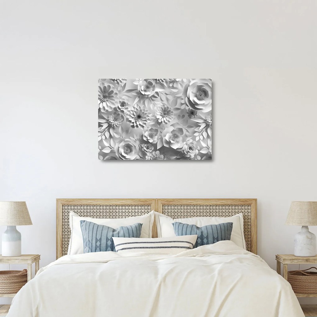 Kép - Fehér virágok (üvegen) (70x50 cm)
