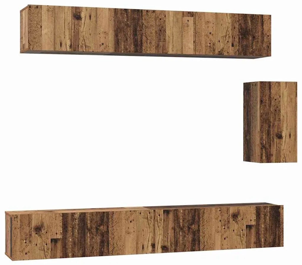 TV szekrény garnitúra 6 pcs Régi fa 100 x 30 x 30 cm Faanyag