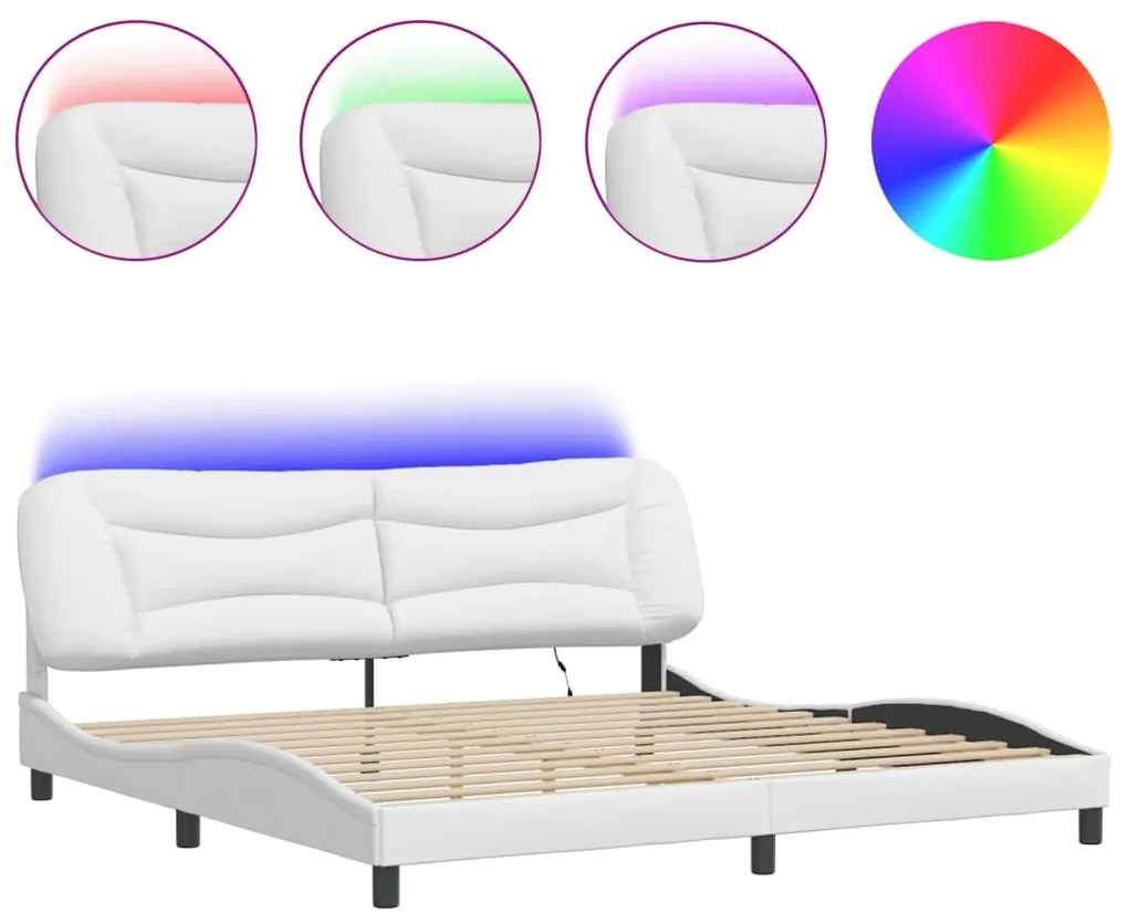 fehér ágykeret LED-ekkel matrac nélkül Hvar 200x200 cm