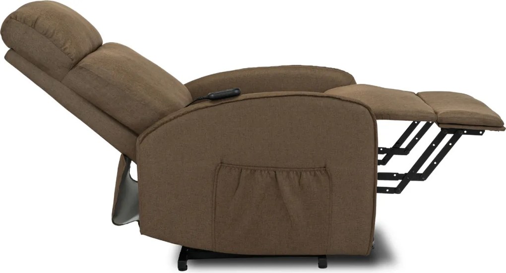Elektromos relax fotel felállást segítő funkcióval barna – COLTON