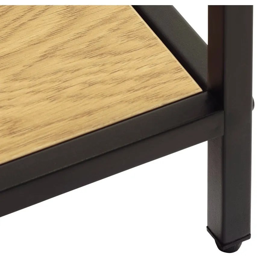 Fekete-natúr színű könyvespolc tölgyfa dekorral 80x180x35 cm Altino – Unique Furniture