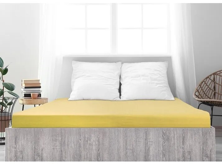 4Home Ideál jersey lepedő sárga, 180 x 200 cm, 180 x 200 cm