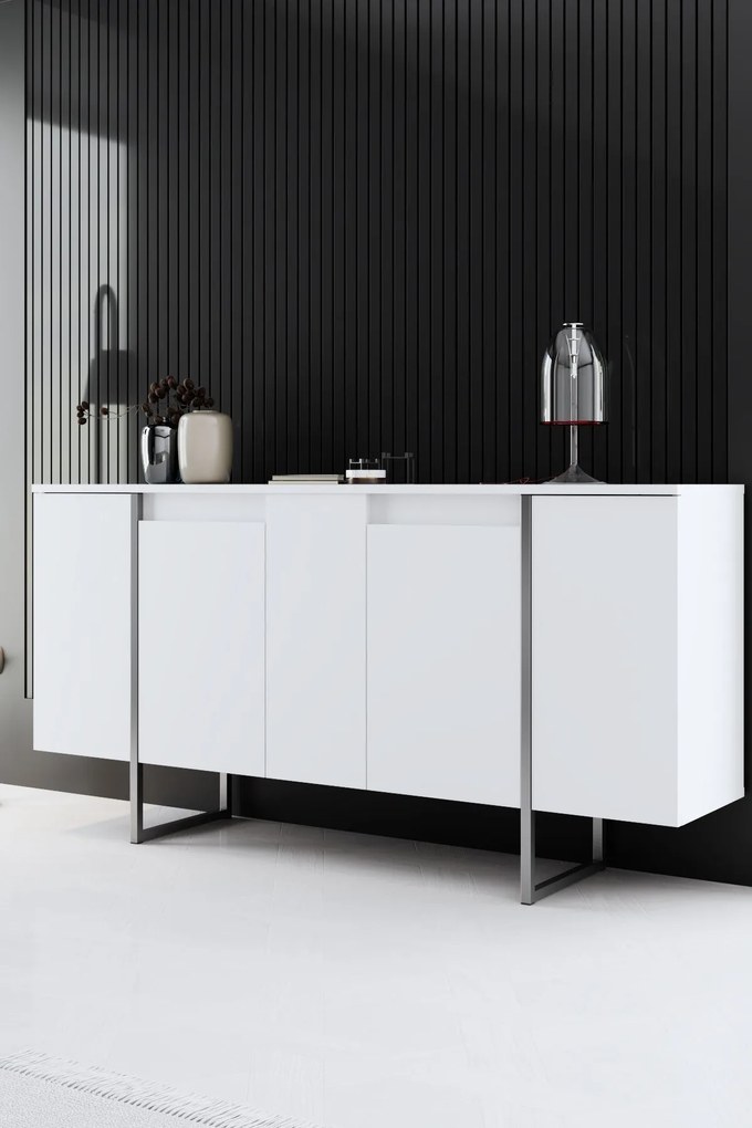 Konzolasztal Luxe - White, Silver