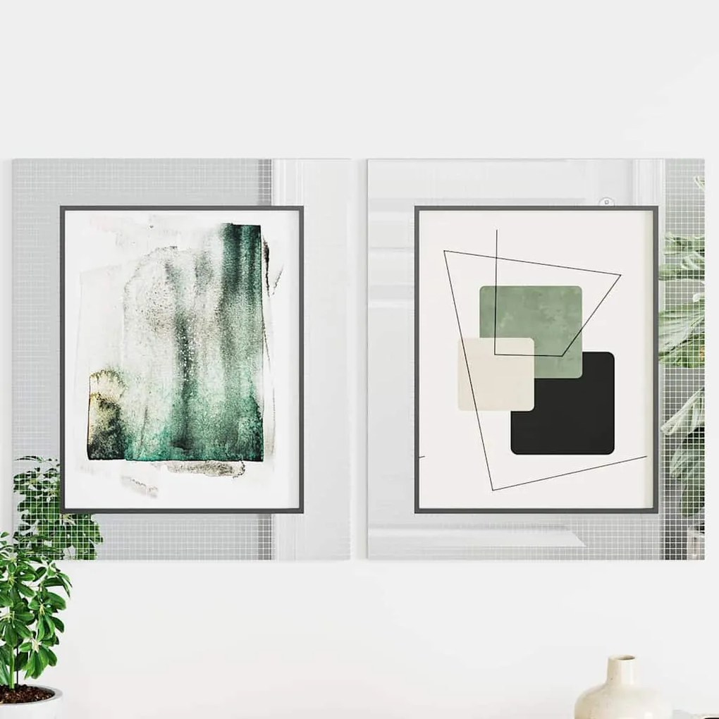 Tükör Mozaik Csempe Geometrikus 3 pcs Ezüst 100 x 4 cm Üveg