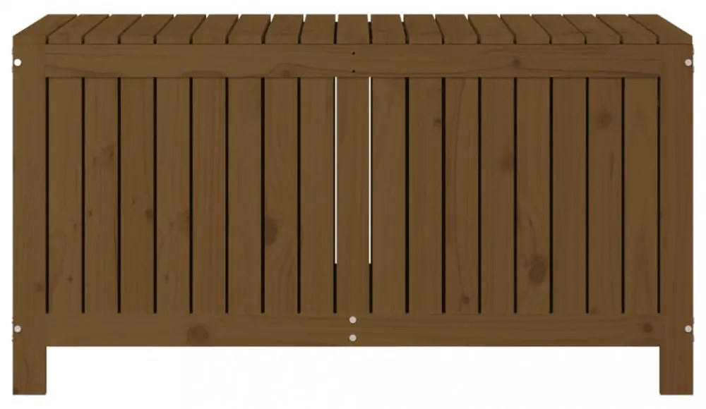 mézbarna tömör fenyőfa kerti tárolóláda 121x55x64 cm