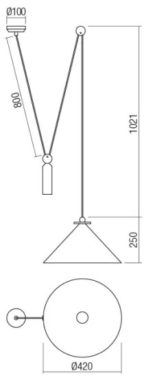 Redo 01-1545 - Csillár zsinóron KALIMBA 1xE27/42W/230V átm. 42 cm pók bronz