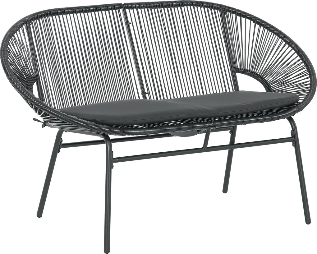 Outsunny 2 személyes Acapulco kerti szék karfával, párnákkal és acél vázzal - 260 kg teherbírással, erkélyre, teraszra, udvarra - 132x72x83 cm | Aosom