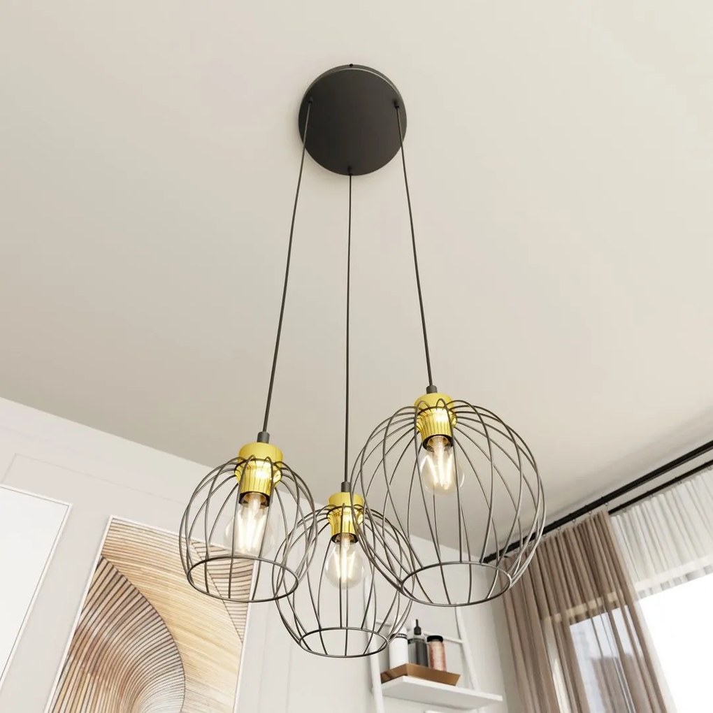 Emibig modern függeszték nando fekete arany emi1368/3prem