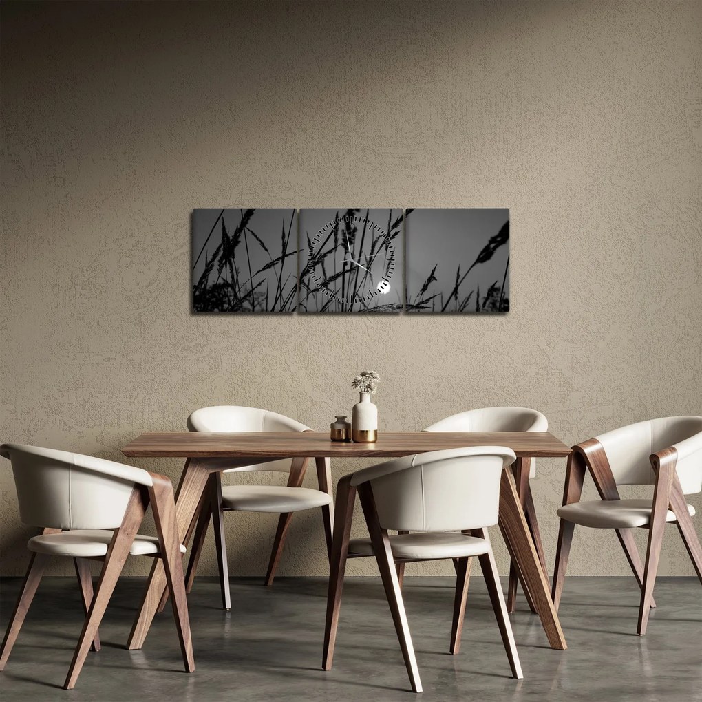 Kép - rét naplementével (órával) (90x30 cm)