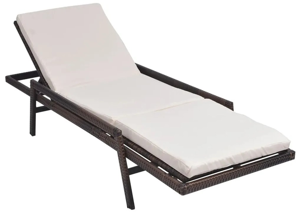Barna polyrattan napozóágy párnával