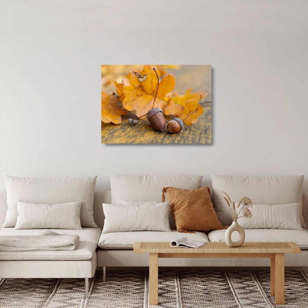 Üveg kép - Őszi makk (70x50 cm)
