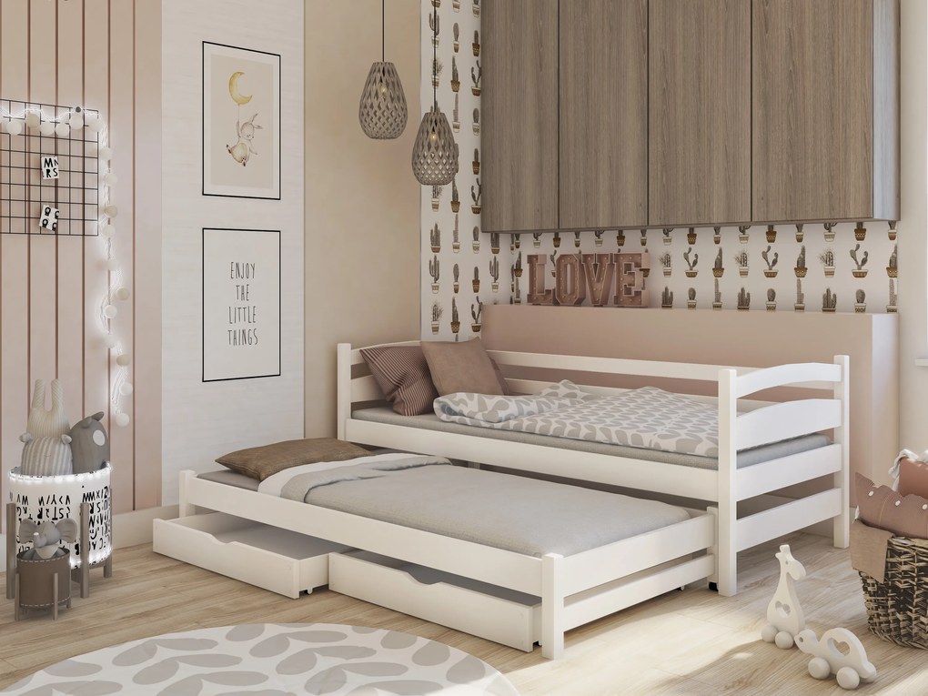 Gyerekágy 80 x 180 cm Tiana (ágyráccsal és tárolóhellyel) (fehér). 1012993