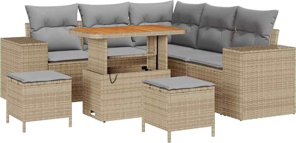 vidaXL Kerti Kanapé Szett párnával 8 pcs Beige és Világosszürke