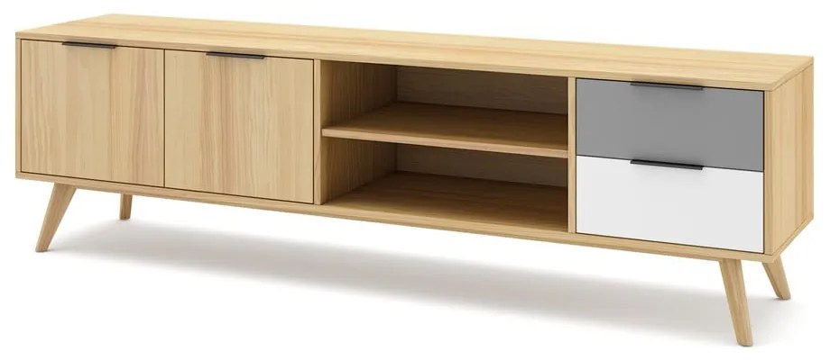 Natúr színű borovi fenyő TV-állvány 180x53 cm Elfa – Marckeric