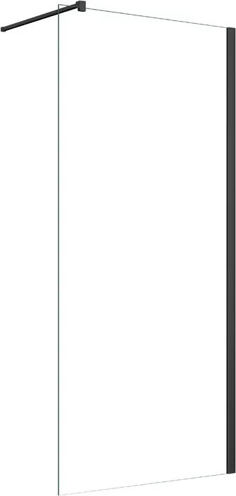 Walk-In Zuhanyfal 110 cm Fekete – 8 mm üveg, Easy Clean bevonat