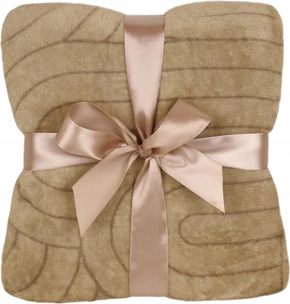 Mikroszálas ágytakaró 130x170 bézs geometria Retro Wave Nyár