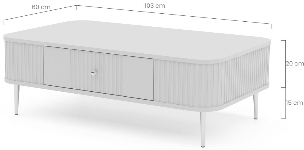 Vesper fiókos dohányzóasztal 103x60 cm - kasmír / dió / arany lábak