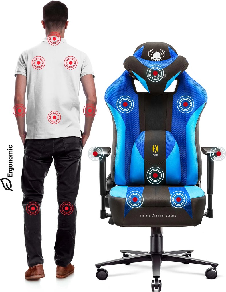 Gamer szék szövet kék-fekete Normal Size: Diablo X-Player 2.0 Frost Black