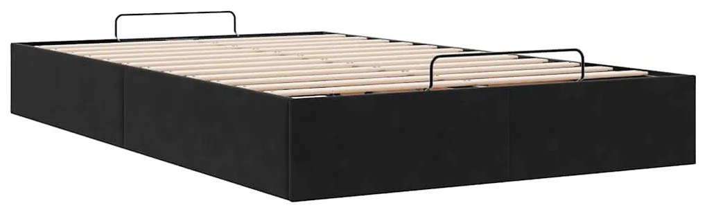 Ottomán ágykeret matrac nélkül fekete 120x190 cm bársony