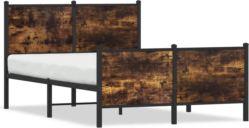 vidaXL füstös tölgy színű fém ágykeret matrac nélkül 120 x 200 cm