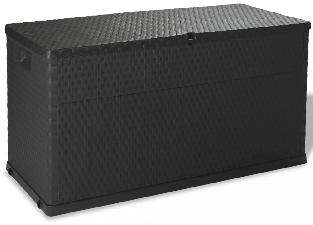 antracitszürke PP rattan kerti tárolóláda 120 x 56 x 63 cm