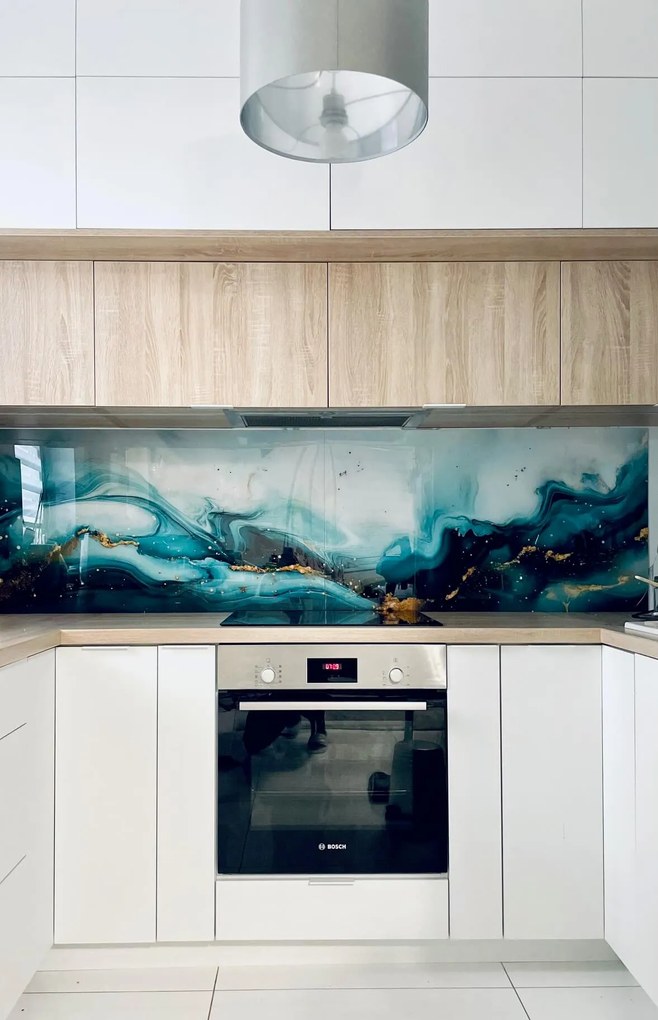 Wallplex konyhahátfal Kék Márvány (Méret: 60x180)