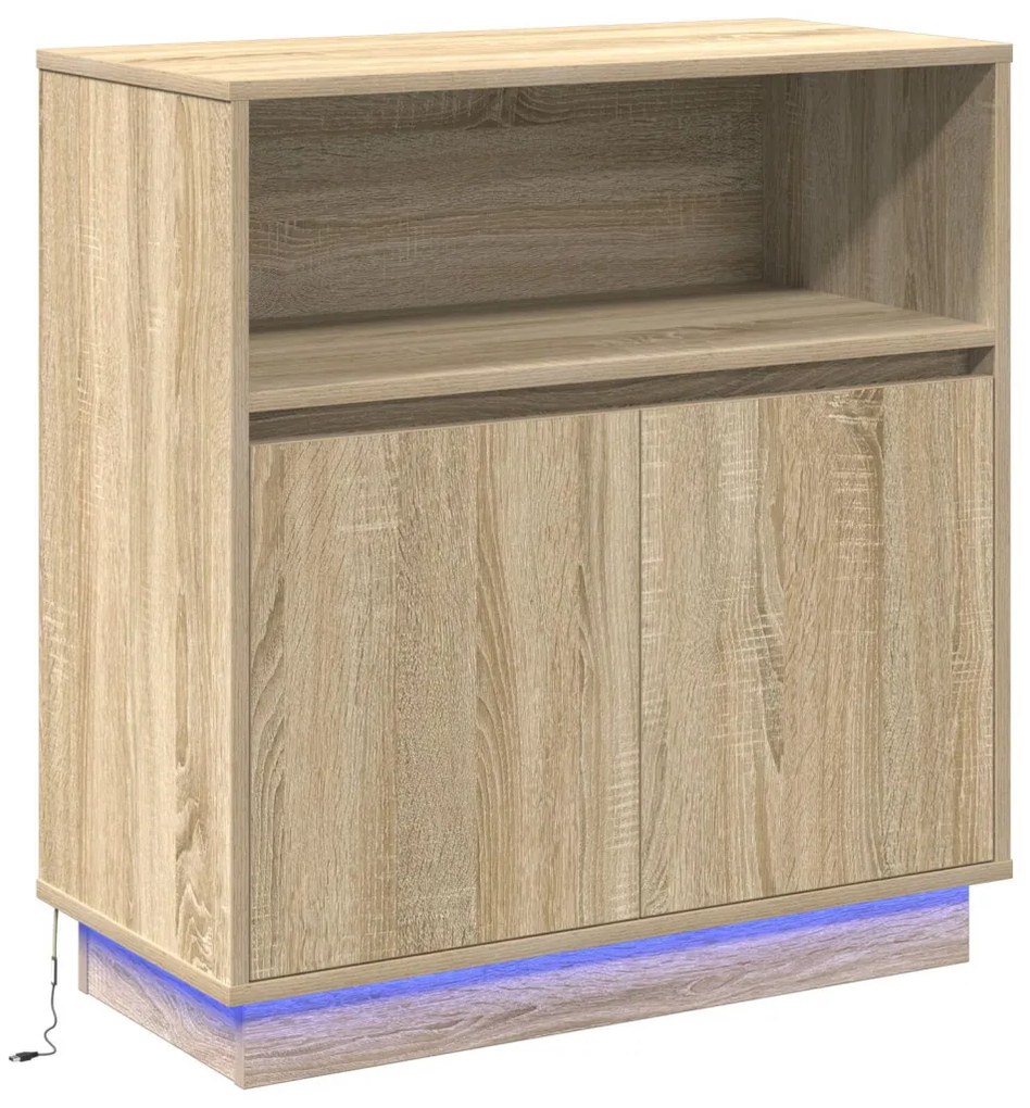 LED-es oldalbordás szekrény Sonoma tölgy 71x34,5x75 cm Műanyag