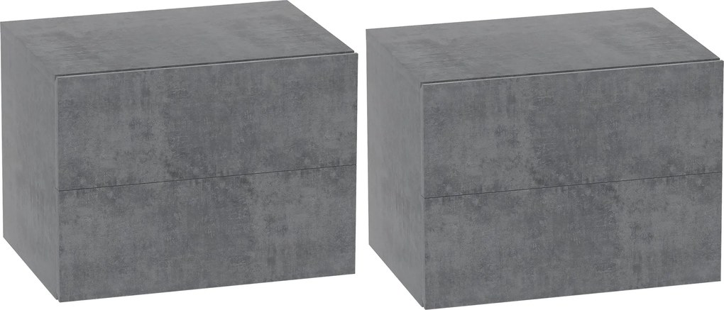 HOMCOM 2 db Fali Éjjeliszekrény 2 Fiókkal, Hálószobai Éjjeliszekrények, Helytakarékos Oldaltáblák Nappaliba, 40x29x30 cm, Szürke Csempe | Aosom