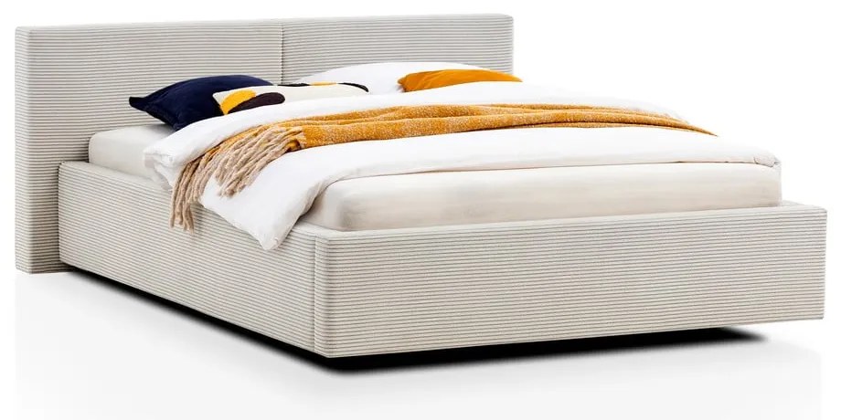 Bézs kárpitozott franciaágy ágyrács nélkül 140x200 cm Cube – Meise Möbel
