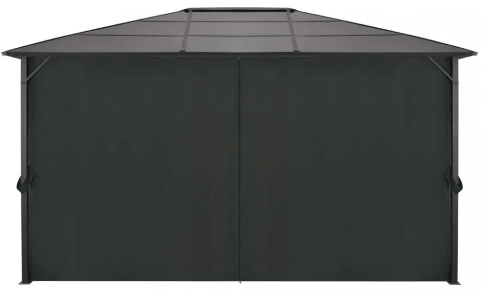 fekete alumínium pavilon függönnyel 4 x 3 x 2,6 m