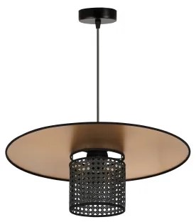 Duolla - Csillár zsinóron TOKYO RATTAN 1xE27/15W/230V átm. 50 cm arany/fekete