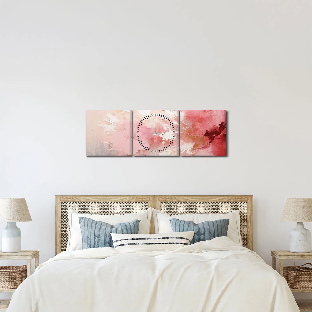 Kép - Rózsaszín absztrakt (órával) (90x30 cm)