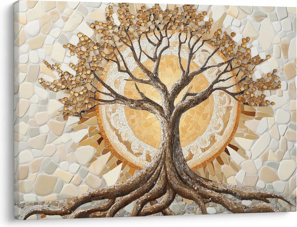 Kép – Arany életfa mozaikban (70x50 cm)