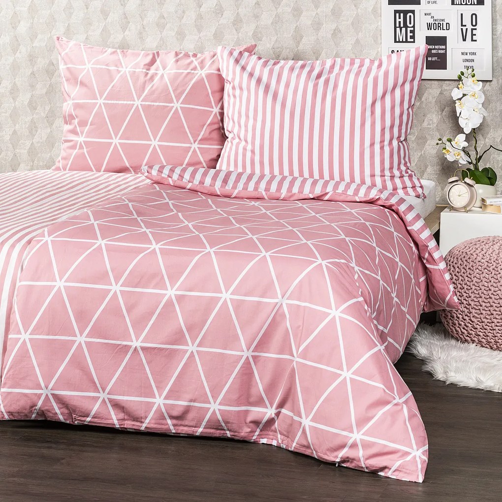 4Home Galaxy pamut ágynemű, rózsaszín, 140 x 200 cm, 70 x 90 cm