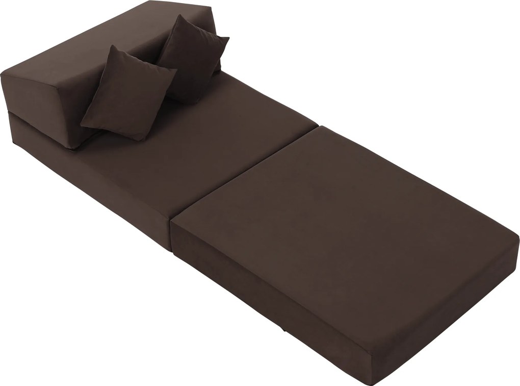 Összecsukható matrac/fotel, 2v1, barna Taupe, PELOS