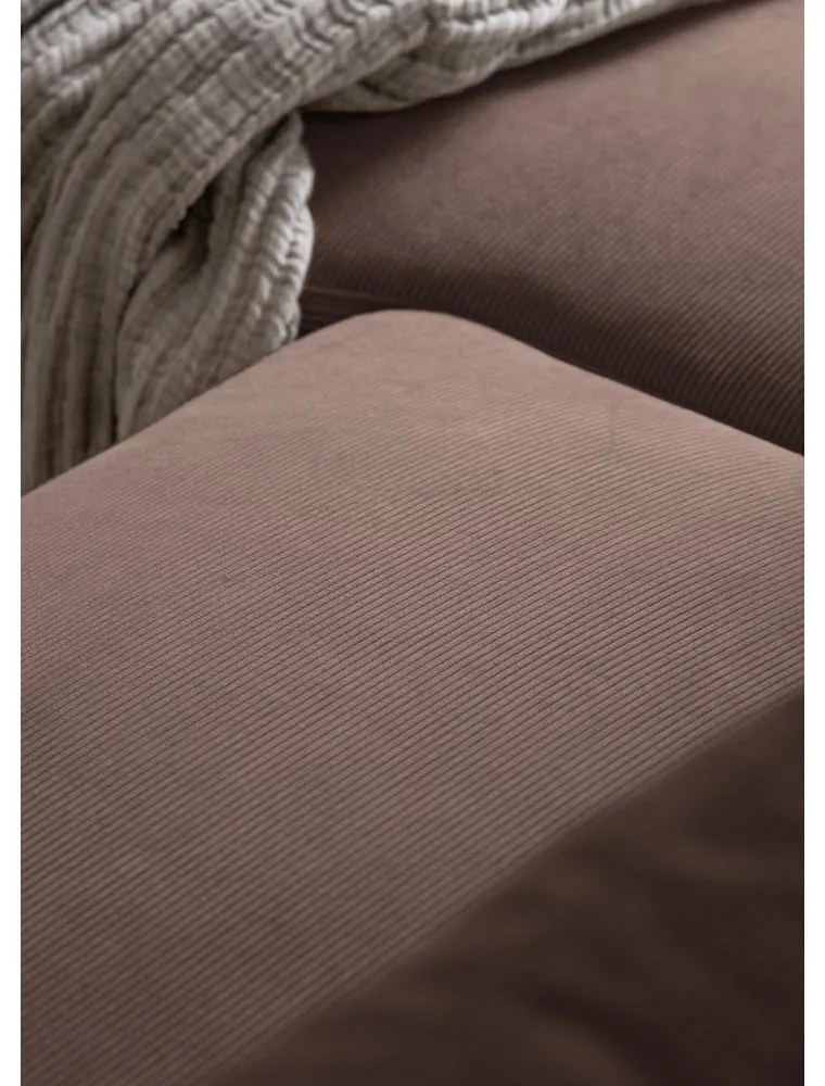 Barna kordbársony kinyitható sarokkanapé (bal oldali) Lofty Lilly – Miuform