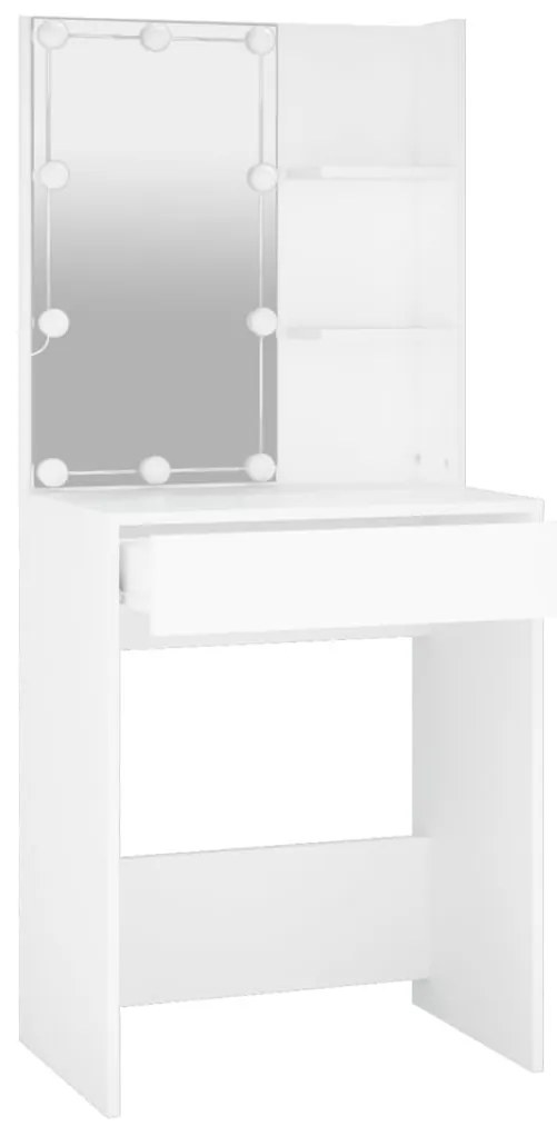 Fehér fésülködőasztal LED-világítással 60 x 40 x 140 cm