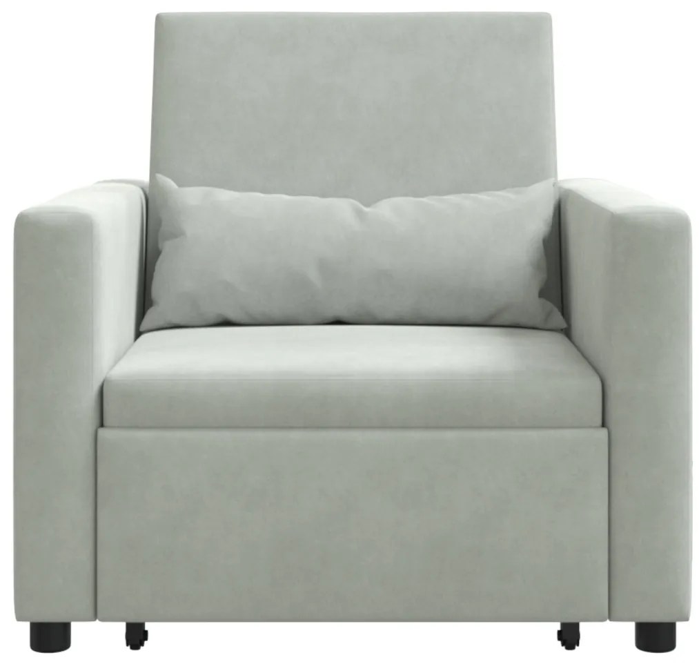 Egyszemélyes kanapéágy Világosszürke 90 x 165 x 87 cm Bársony