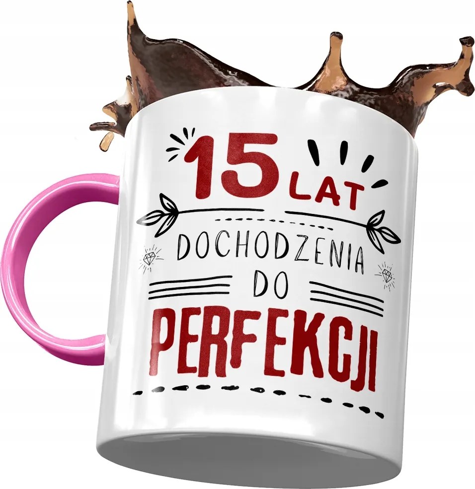 Rózsaszín Bögre Születésnapra 15 15. 15. Ajándék Nyomtatott Fotóval