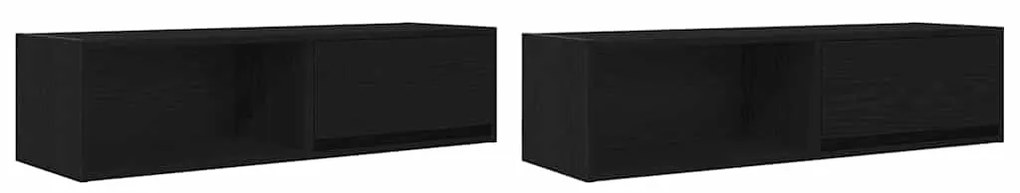 2 db fekete tölgy színű szerelt fa TV-szekrény 100x31x25,5cm