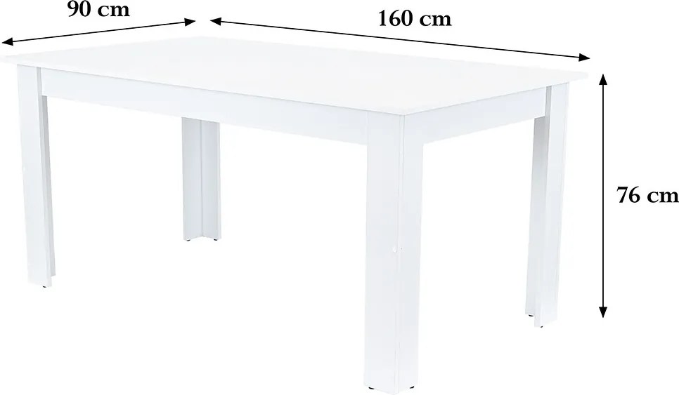 Yorki Standard étkezőasztal 160x90 cm fehér