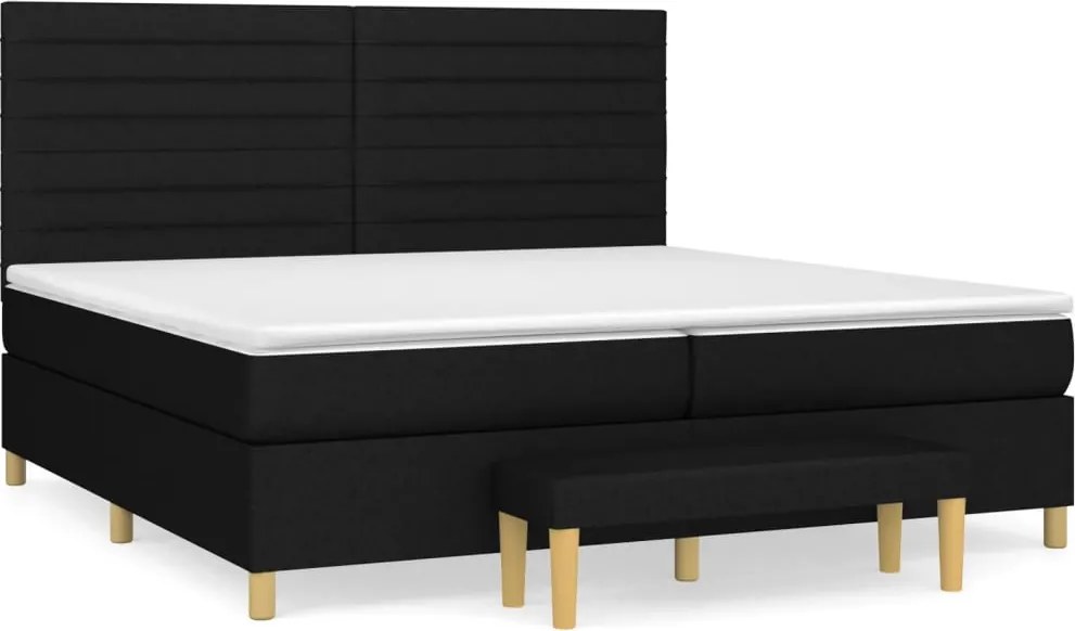 vidaXL fekete szövet rugós ágy matraccal 200 x 200 cm