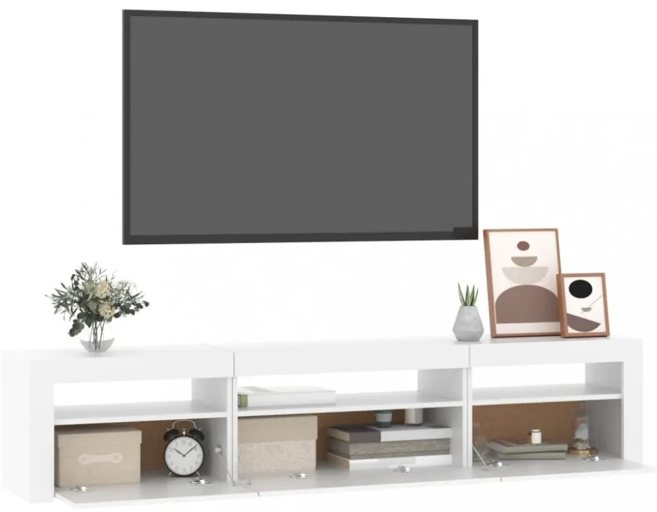 fehér TV-szekrény LED-lámpákkal 195x35x40 cm