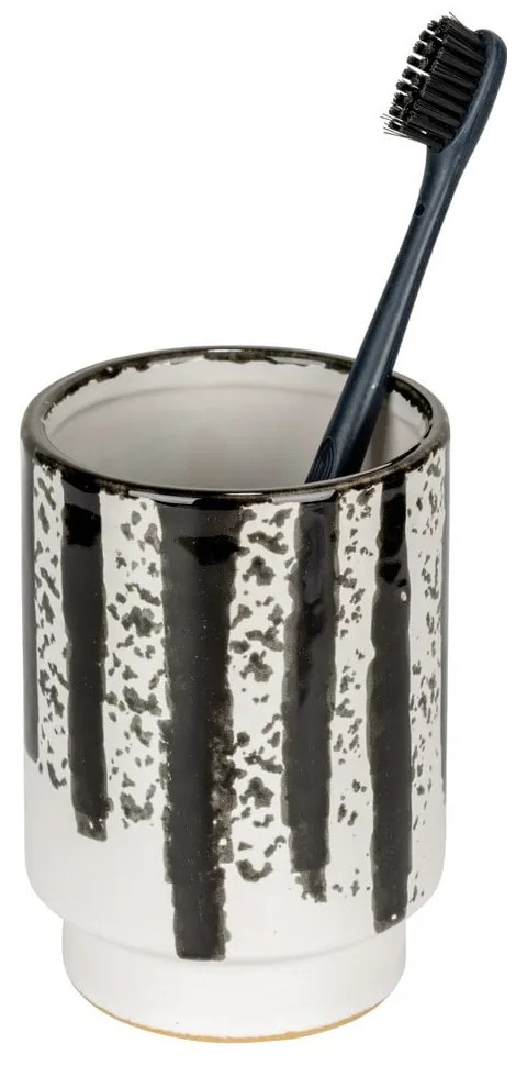 Fekete-fehér kerámia fogkefetartó pohár Subiza – Wenko