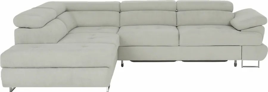 Ülőgarnitúra tárolóhellyel, világosszürke, szövet, balos, BUTON R