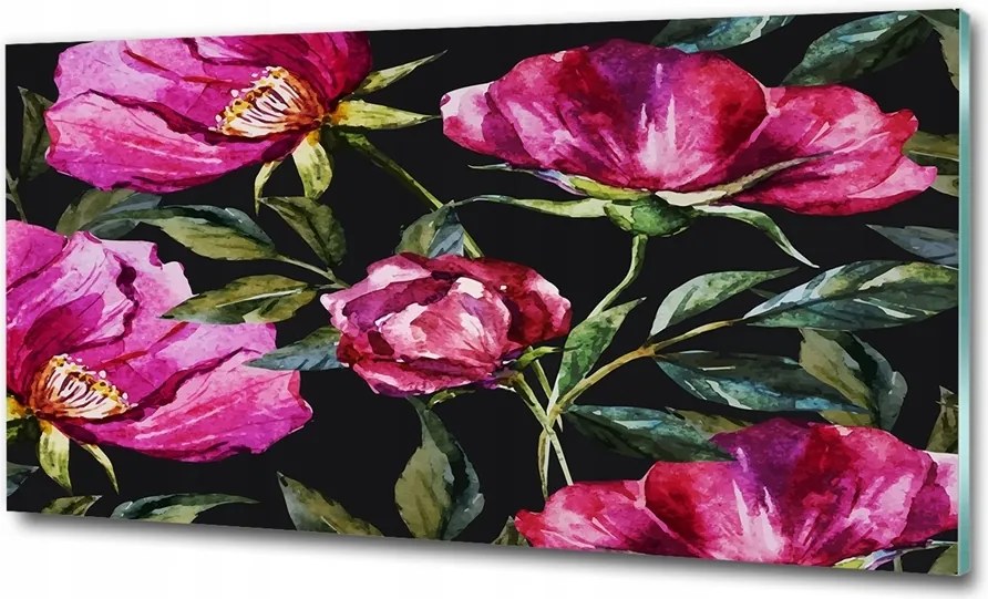 Fotó kép edzett üveg Virágos minta 125x50