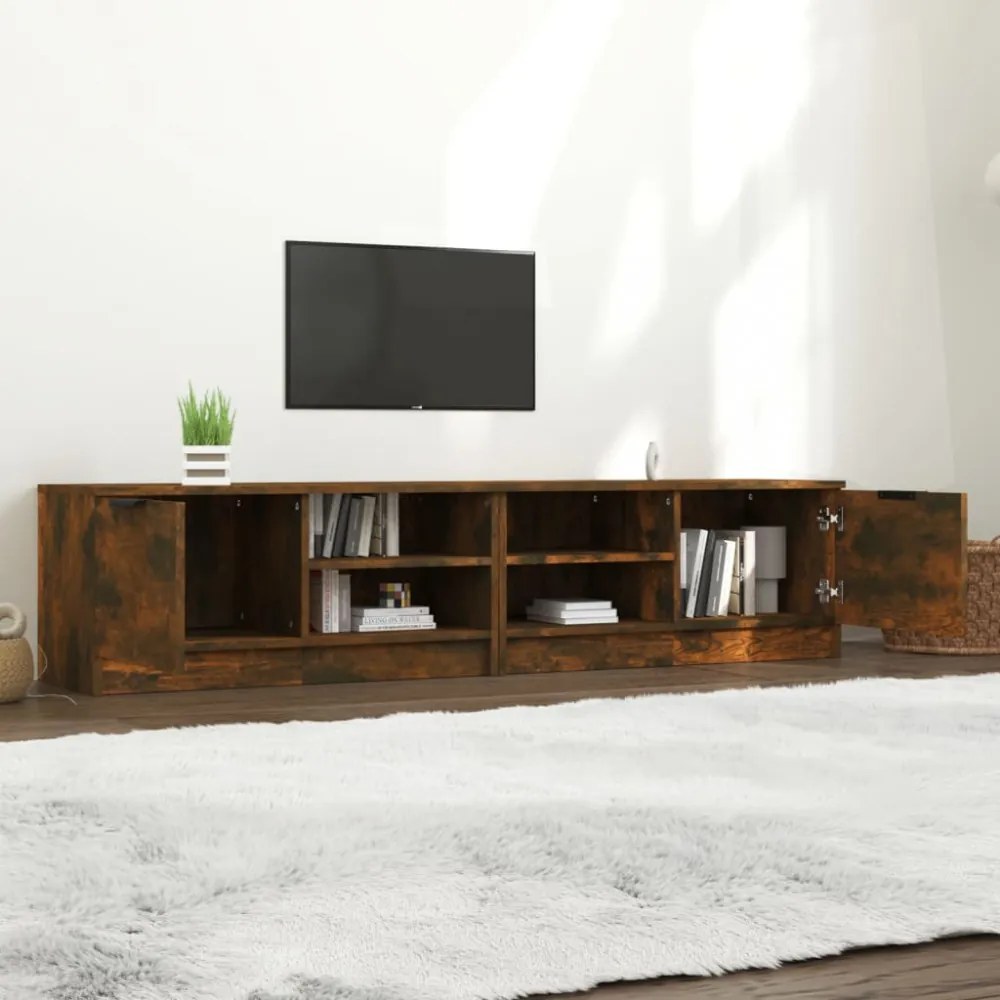 2 db füstös tölgy színű szerelt fa TV-szekrény 80x35x36,5 cm