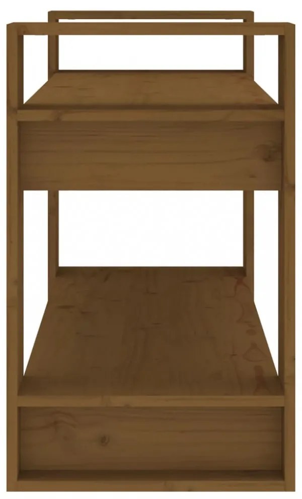 mézbarna tömör fa könyvszekrény/térelválasztó 80x35x56,5 cm