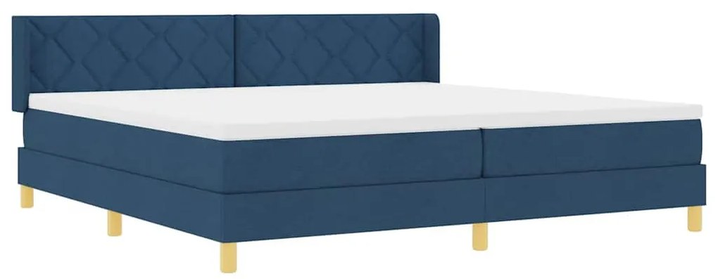 Rugós Ágy matracmal fejtámlával Kék 200 x 200 cm szövet
